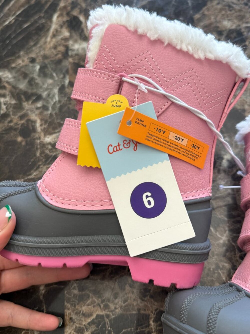 Cat & Jack Pink Snow Boots sz6 Faux Fur Coquette Y2K Toddler Winter 3571